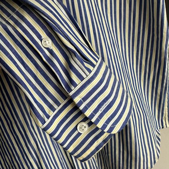 Lauren Ralph Lauren Striped Crest Embroidered Cotton Button Up Shirt 4 - Picture 4 of 7